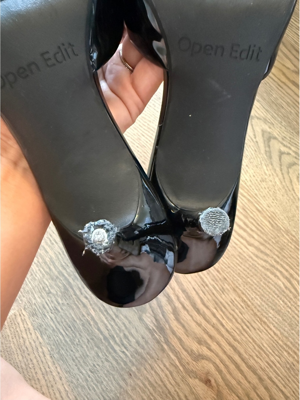 Open Edit Black Patent Leather Women's Heels - Picture 8 of 9